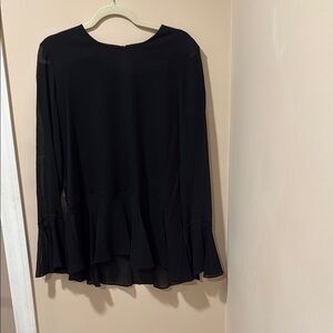 Theory Black Ruffled Relaxed Blouse